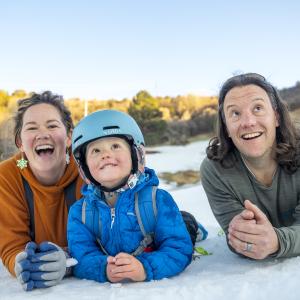 Delehunt Family Skiing at Chapman Hill During Winter